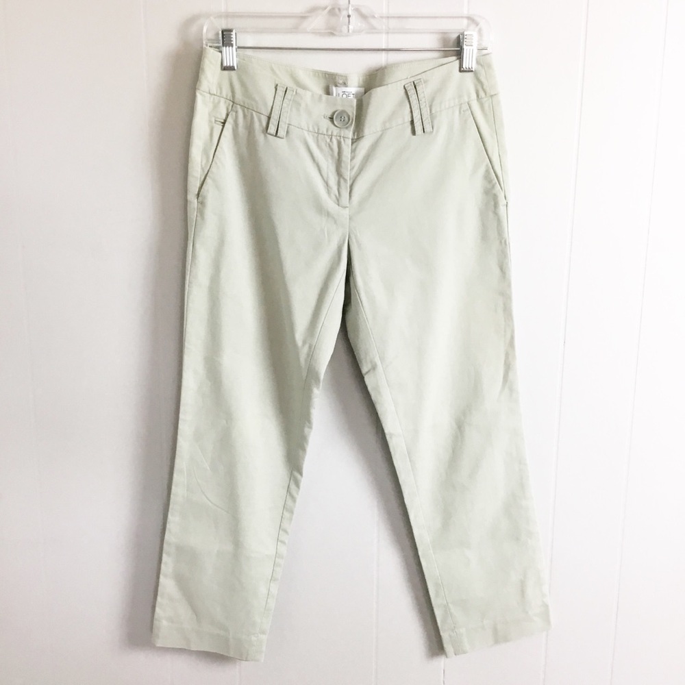 Loft Marisa Cream Cropped Pants Size 4 Ankle
